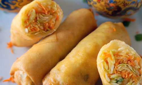 Crispy Vegetable Spring Rolls on a plate
